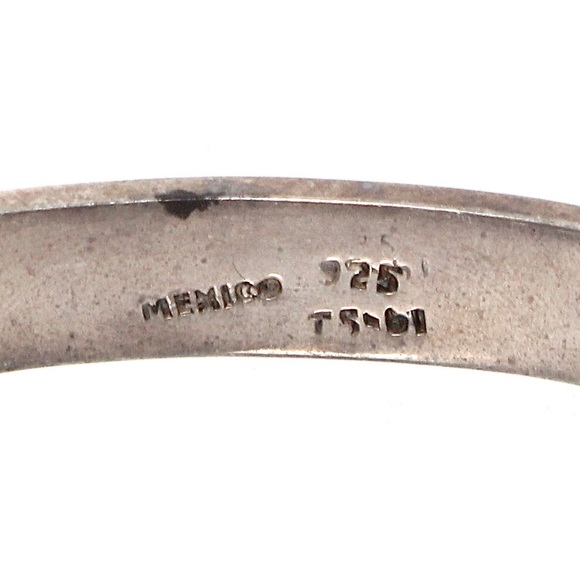 Vintage Taxco Sodalite Sterling Silver Bracelet Geometric Inlay Hinged Cuff - Picture 4 of 5